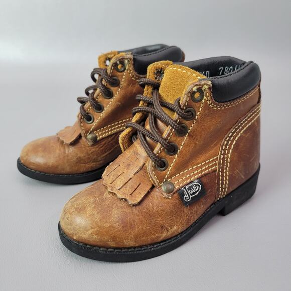 Justin Kiltie Roper Lace Up Toddler Boots Brown Leather Size 5.5 D Baby Justin - Picture 10 of 11